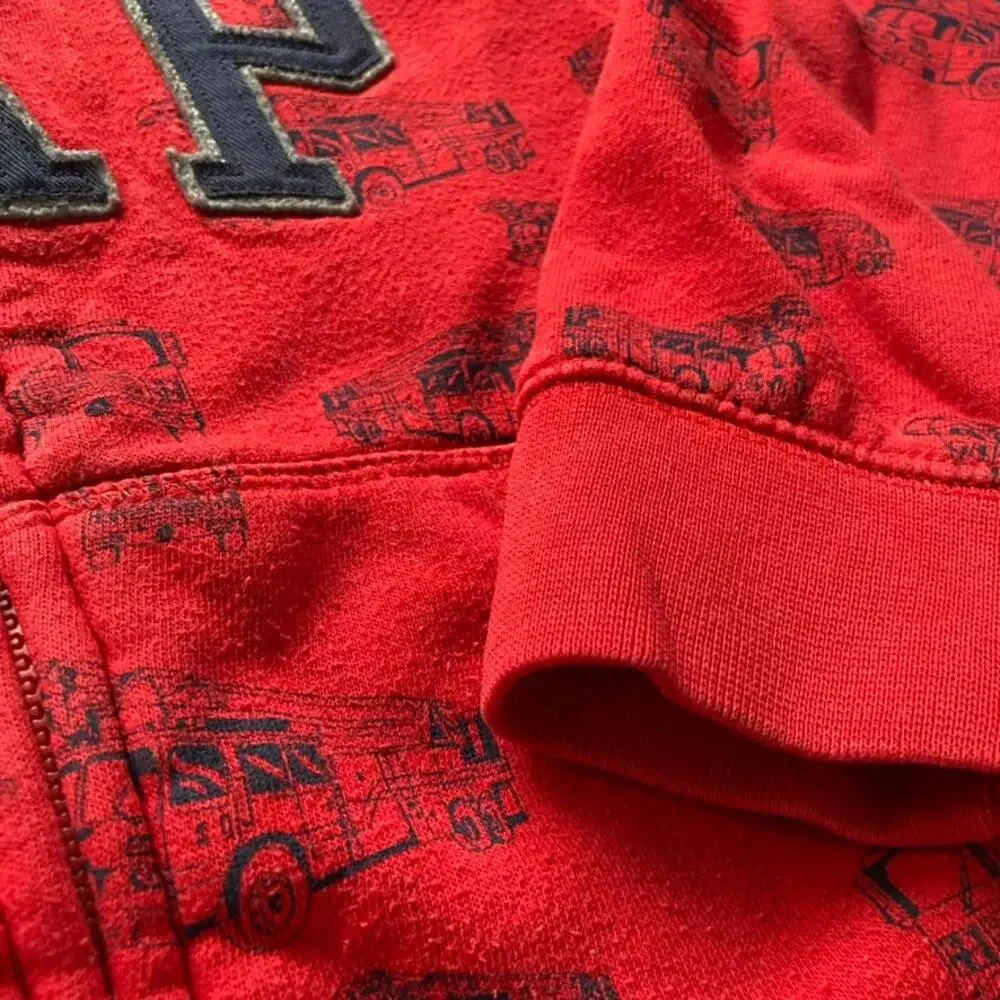 Baby Gap Toddler Logo Zipper Hoodie - Firetrucks - Red Blue - 5T